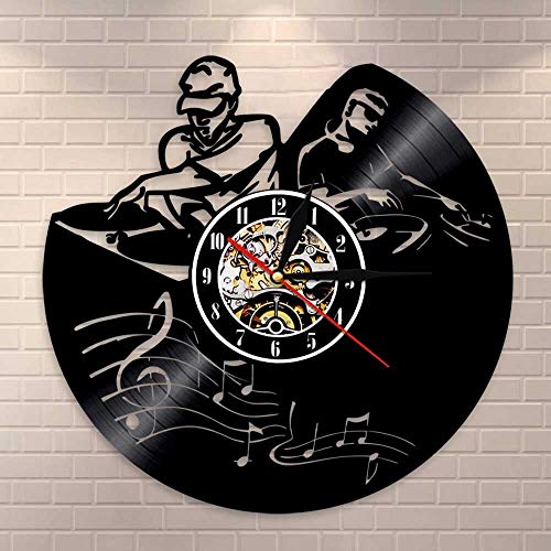 Fantasy Record Player Mixer DJ Reloj de Pared Deejay Spinning Scratching Album Vinyl Record Reloj de Pared Music Club Party Wall Decor Art Clock