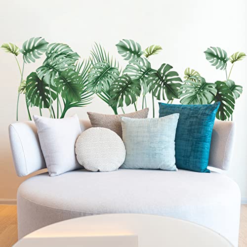Plants Wall Decals Tropical Leaves Wall Stickers Decorations For Living Room, Palm Leaf Wall Decals Green Natural Wall Posters Vinyl Peel And Stick Art Murals Decor For Bedroom Office #TOP7
