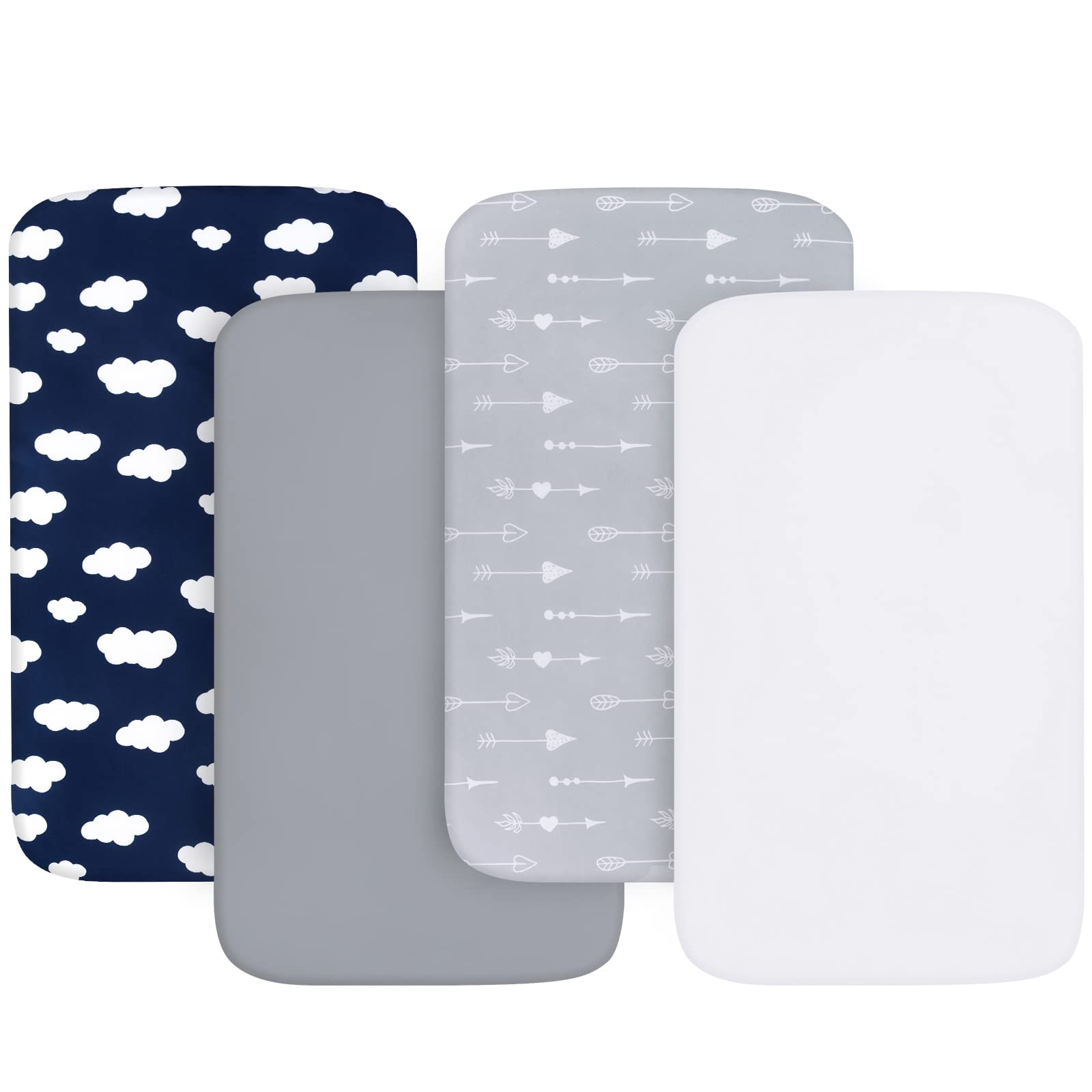 Baby Bassinet Sheets 4 Pack Compatible with 33" x 20" Mika Micky, Baby Delight, Dream On Me, AMKE and Other Rectangle Bassinet Mattress, Ultra Soft & Skin Friendly, Washer & DryerBaby Bassinet Sheets 4 Pack Compatible with 33" x 20"…