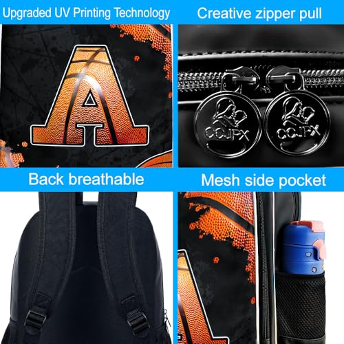 Image of AGSDON 3PCS Basketball Backpack for Boys, 17 inch Kids Bookbag Water Resistant and Lightweight with Lunch Box for Teen