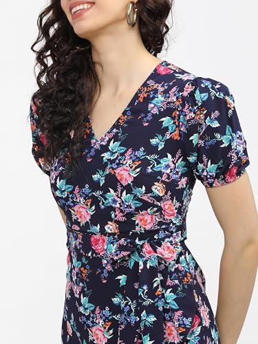 Image of Tokyo Talkies Women's Elegant Puff Sleeve Playful Mini Dress | Flowy | Feminine Silhouette for Effortless Grace | Floral Print