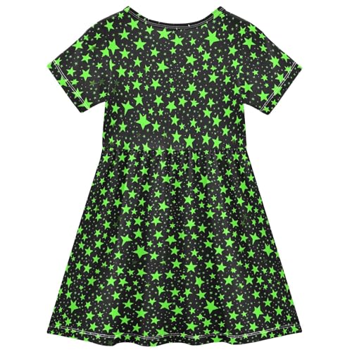 Toddler Girls' Dresses Black Green Stars Short Sleeve Sundress 208595522