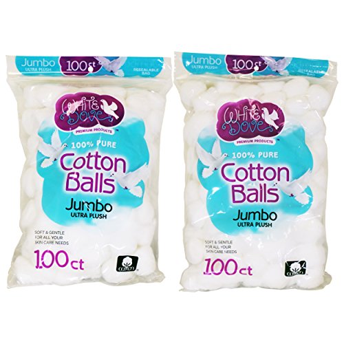White Dove Cotton Balls, 100% Pure Cotton, 100Ct (2 Pack)
