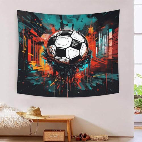 Tapisserie football 3D grand format tissu mural lavable