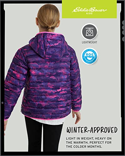 Image of Eddie Bauer Girls' Jacket - CirrusLite Weather Resistant Down Coat for Girls - Insulated Quilted Bubble Puffer (3-20), Size 5-6, Pop Pink
