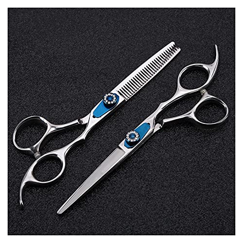 Ciseaux de coiffeur bleus de 6 pouces aux finitions soignées