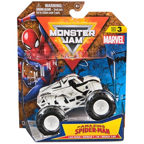 Monster Jam, Marvel Official Spider Man Monster Truck, Die-Cast Vehicle, 1:64 Scale, Super Hero Kids Toys for Boys Ages 3 and up