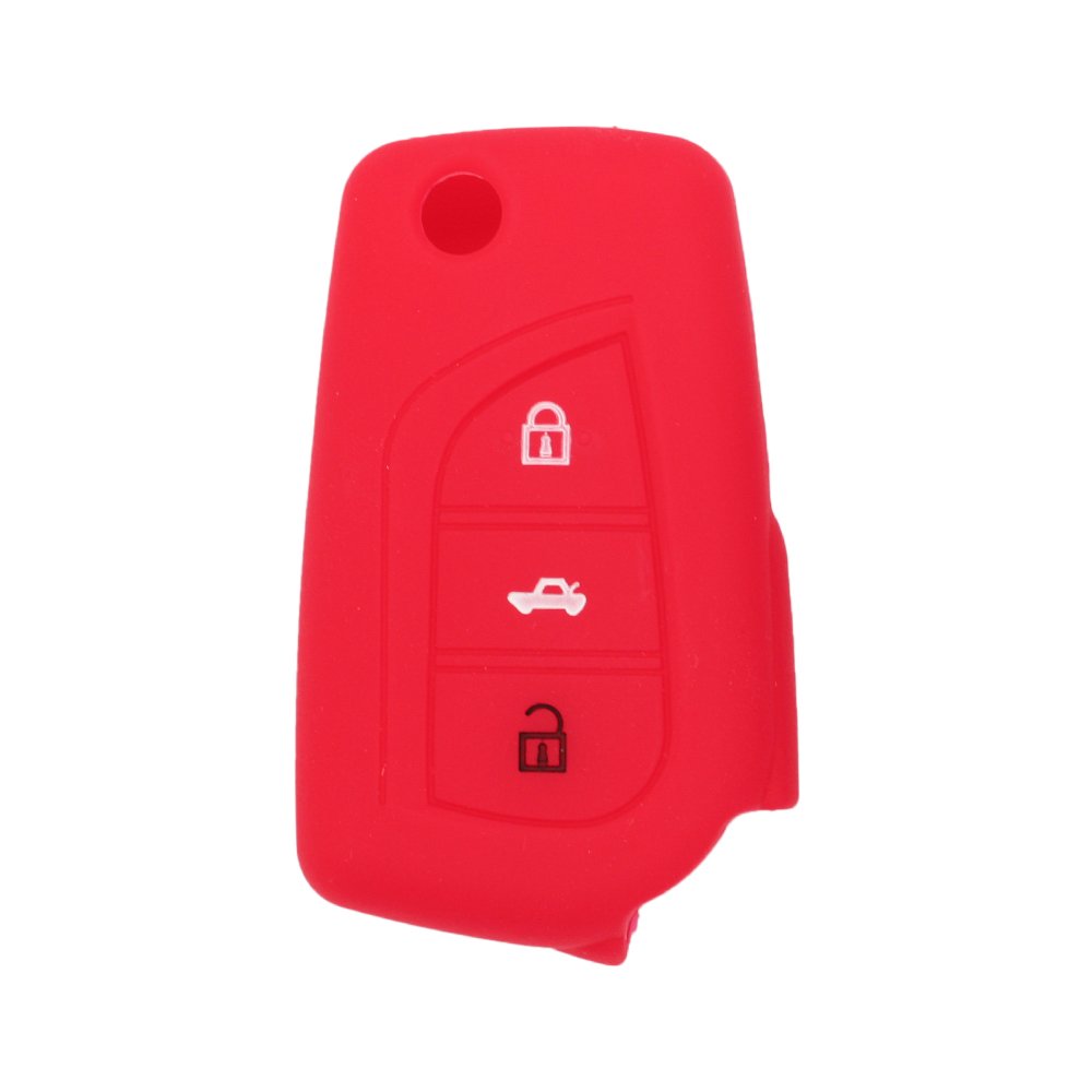 BROVACS Silicone Cover Protector Case Holder Skin Jacket Compatible with TOYOTA 3 Button Flip Remote Key Fob CV9408 Red