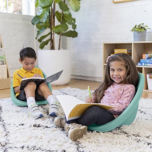 Image of ECR4Kids Leaf Floor Seat, Rocker Chair, Seafoam, 6-Piece,Plastic
