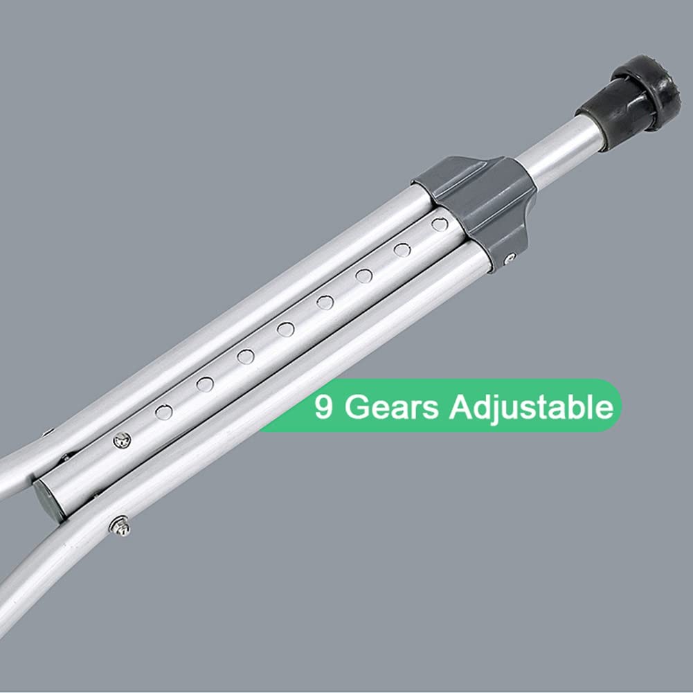 Stampelle Ortopediche Regolabili, Bastone da Passeggio in Alluminio per Adulti, Stampelle Ergonomiche per Impieghi Gravosi, Adatte per Altezza 150-175 cm (Color : Silver, Size : 1 Pair)
