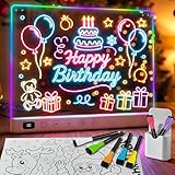 Tablero de dibujo LED con 13 efectos de luz, 35 x 25 cm, recargable, tabla de notas LED Glow Doodle con colores, tabla de dibujo de luz de neón, regalos para niños, regalos para Navidad, regalos de
