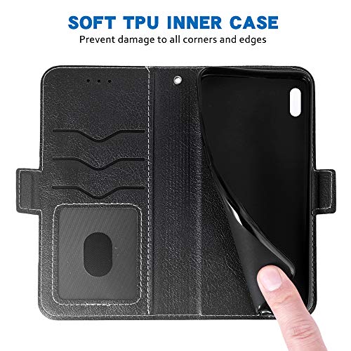 Phone Case For Samsung Galaxy A10 M10 Folio Flip Wallet Case,Pu Leather Credit Card Holder Slots Full Body Protection Kickstand Hard Hybrid Protective Phone Cover For Galaxya10 A 10 10A A105M Black #TOP7