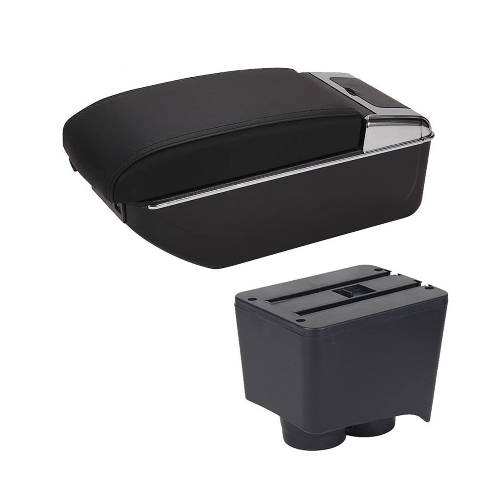 Baiqimv For VW For Polo 9N 3 2002-2009 Car Armrest Box Retrofit Parts Storage Box Car Interior Accessories USB(A2 Black black 7USB)