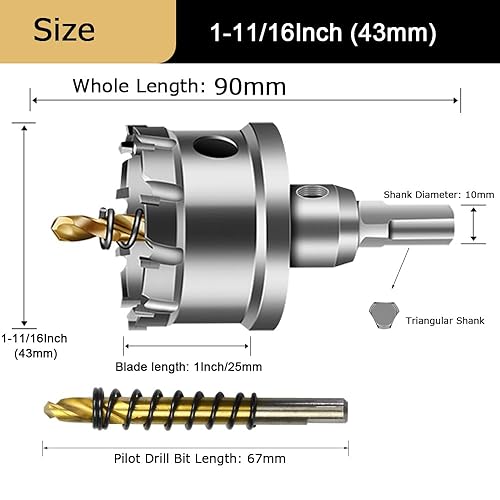 Vista 71 de ASNOMY Broca de sierra con punta de carburo de tungsteno para metal duro, cortador de sierra de agujero T.C.T de 3 pulgadas con 2 brocas piloto