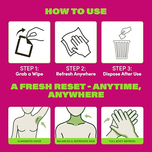 Image of Zero Trace Deodorant Body Wipes for Women - Aluminum Free Underarm Wipes with Lactic Acid - Cucumber Aloe, Lavender Chamomile, Vanilla Coconut - Individually Wrapped Travel Wipe for Gym - 30 Pack