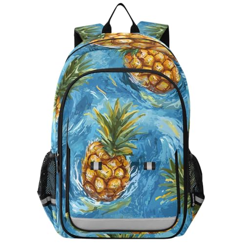senya Pineapple in The Sea Backpack Water-Resistant Bag Lightweight Bookbags with Reflective Strip
