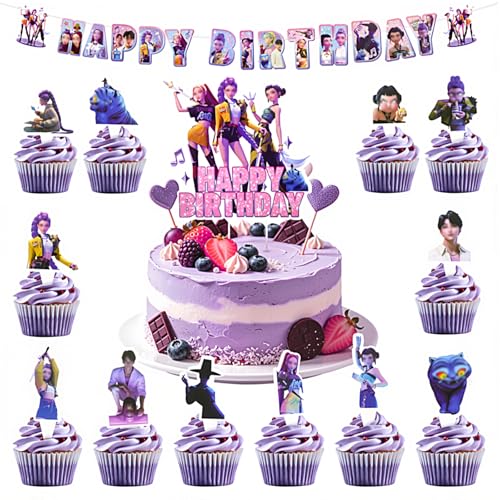 26 Pièces Décoration Gâteau Anniversaire Enfant, Cartoon Toppers pour Gâteau et Cupcakes pour Filles et Garçons Fournitures de Fête pour Anniversaire, Baby Shower...