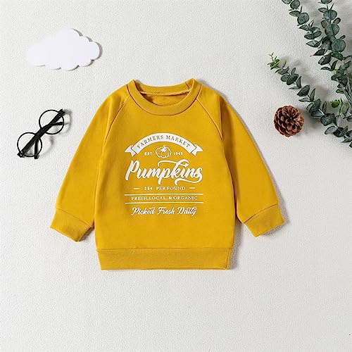Boy's Fleece Sweatshirts Baby Boy Long Sleeve Monogram Printed Hoodies Sweatshirt Sweatsuit Fall (Yellow, 3-4 Years)3