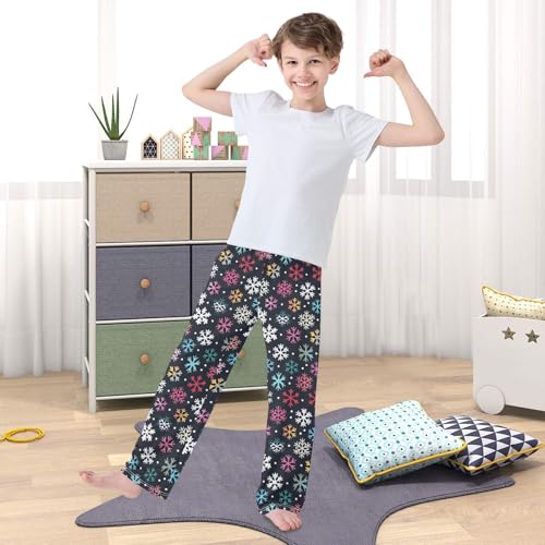 Multicolored Snowflakes Pajama Pants Long Sleep Pants Soft Pajama Bottoms With Pockets4