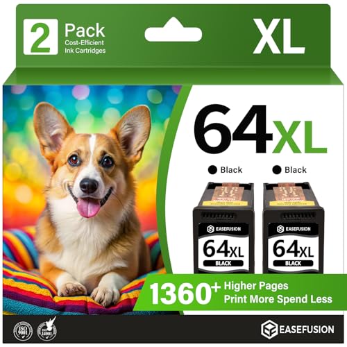 Image of EaseFusion 64XL Black Ink Cartridge Remanufactured Replacement for HP 64XL Black Ink Cartridge HP64 HP64XL Compatible with HP Envy Photo 7800 7855 7858 7100 7155 6200 6255 Tango X Series Printers