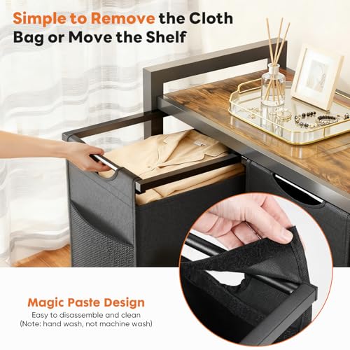 NEWBULIG Rolling Laundry Hamper with Removable Pull-Out Bag, Freestanding Clothes Basket Organizer with Wheels for Bathroom & Bedroom, 3 × 10.6 Gal (120L) - Rustic Brown & Black by NEWBULIG - Image 4