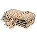 DOZZZ Thick Fluffy Chenille Knitted Throw Blanket with Decorative Fringe and Striped for Couch Cover Sofa Chair Bed Gift Mixed Brown