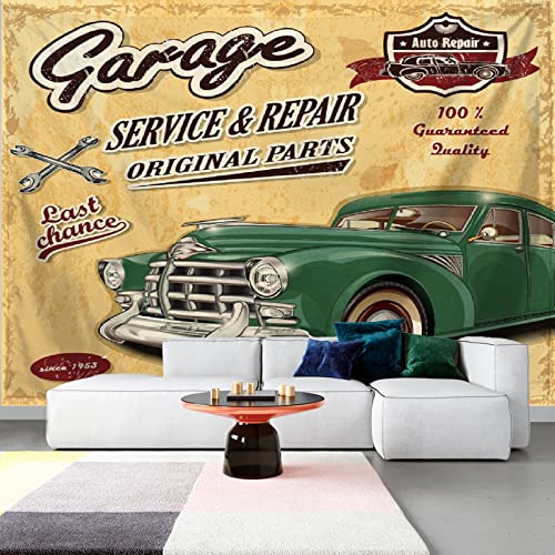 東宝 タペストリー 　車 　クラシックカー　ウィンテージ風　クラシック　古典　ノーブル　 紳士　ガレージ　手描き　漫画　おしゃれ　（横幅150cm×縦幅100cm）布ポスター　インテリア ポスター　落ち着く 　プレゼント　 サプライズ 　クラシック 　背景 　気分　 インテリア　 壁掛け 　壁飾り　 暖簾 ホリデーパーティー 雰囲気転換a302 [5]