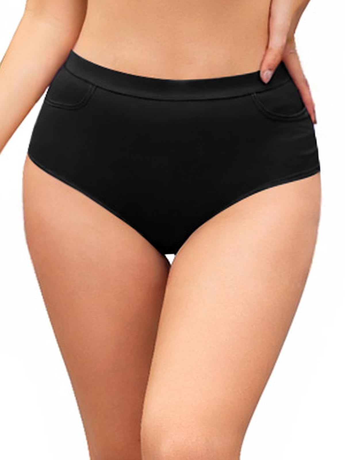 SHEKINI Damskie spodnie bikini, wyszczuplające brzuch, klasyczne spodenki kąpielowe dla kobiet, do pływania, na plażę, sportowe szorty plażowe, z kieszeniami