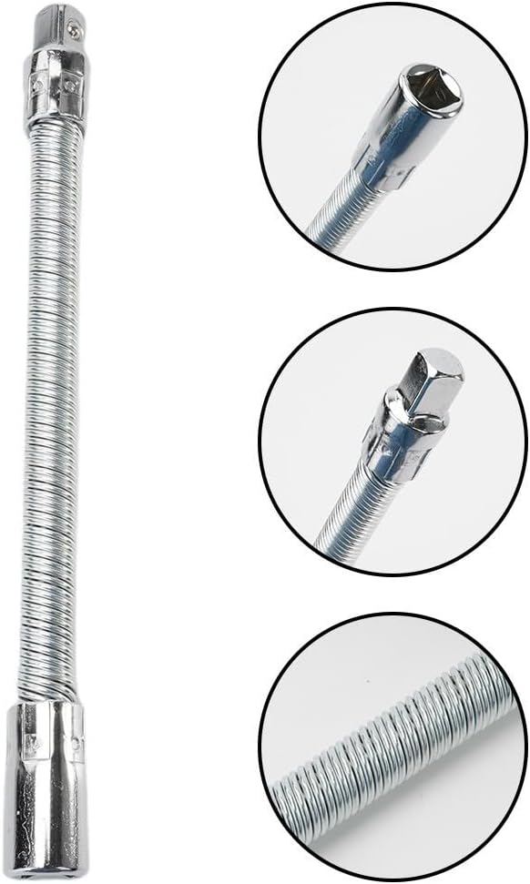 Socket Extension Rod Adapter 1/4 Inch 3/8 Inch 1/2 Inch, 90-Degree Bend Flexible Drive Shaft for Tight Spaces, Compatible with Ratchet Wrench(1/2 inch)