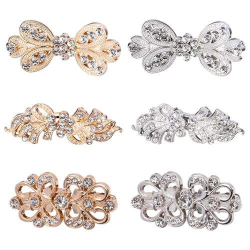 TRKETK 6 Piezas Broche Cierre Clips Vintage de Cárdigan Metal Clips de Chal de Suéter Pinzas para Bufanda de Oro y Plata para Mujer Cuello y Camisas Bufandas Vestidos Capas