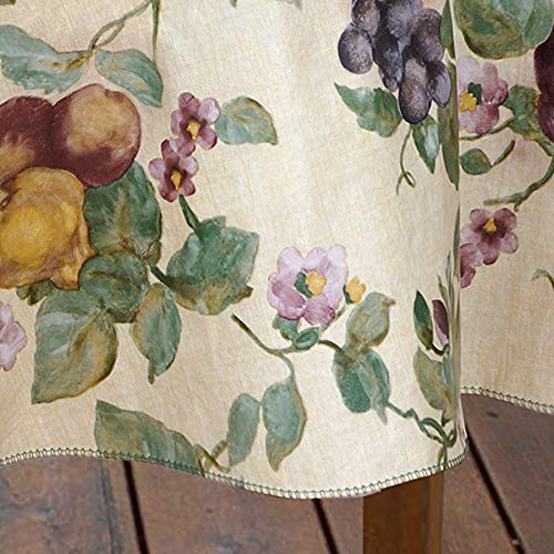 Elrene Home Fashions Fresco Fruit Stain Resistant and Spill Proof with Flannel Backing Vinyl Tablecloth for Spring/Summer/Party/Picnic, 60" (Round), Jewel - Thumbnail 2
