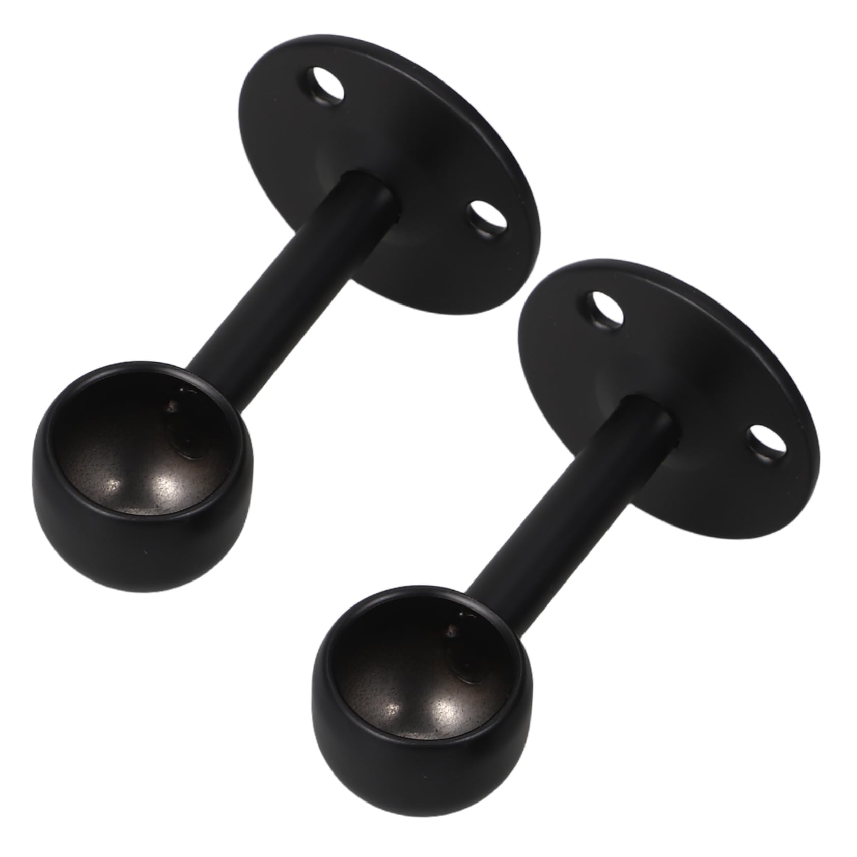 Artibetter 1 Pair Flange Seat Round Head Seat Curtain Rods Curtain Rod Holder Closet Pole Brackets Wardrobe Rod Brackets Closet Support Holder Pole Socket Support Black Stainless Steel