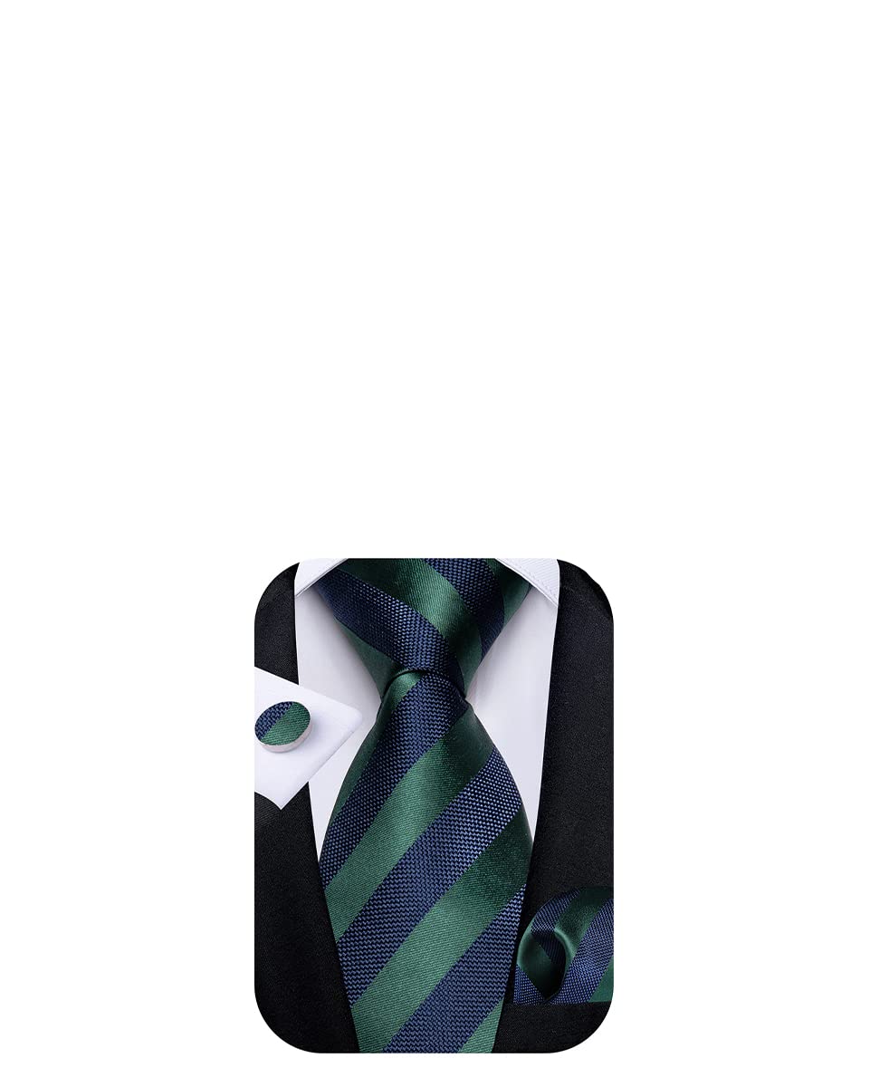 DiBanGu Striped Ties for Men Silk Woven Plaid Necktie | Classic Stripe Pattern,Soft Silk,Wear-resistant,Pocket Square and Cufflinks,Great Gift for Birthday,Business,Meeting
