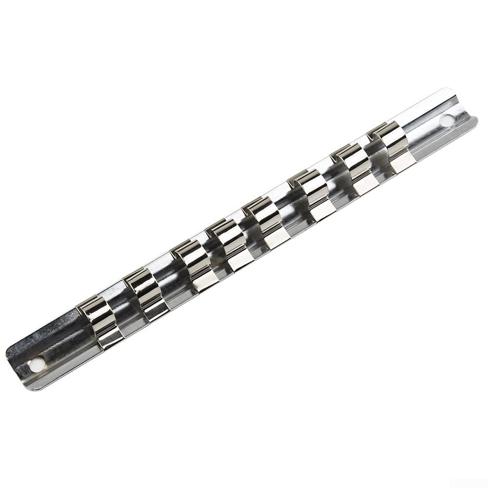 Portautensili da 1/4 3/8 1/2" con 8 clip su binario, organizer per attrezzi, 1/4", 3/8" e 1/2", con clip (3-8)