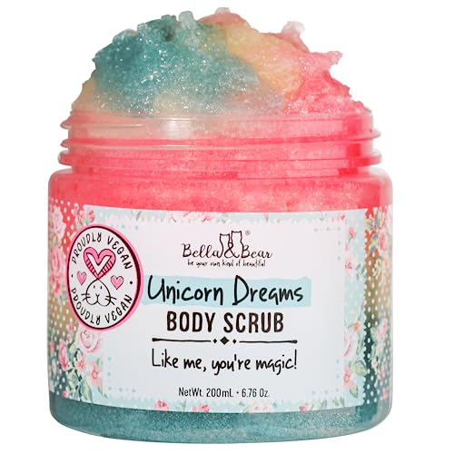 Bella and Bear Unicorn Dream Body Scrub Skin Care Exfoliating Body Wash – Cruelty-Free, Paraben Free, Vegan-Friendly Sugar Scrub with Pineapple and Papaya Scent