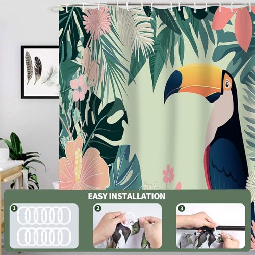 Rideau de douche 150 x 180 cm tropical oiseau imperméable - 8