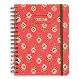 Vera Bradley 2025-2026 Large Planner Daily Weekly & Monthly, 17 Month Hardcover Agenda Dated Aug 2025-Dec 2026, Cute Planner with Stickers, Pockets, & Spiral Binding (Tiny Poppies)