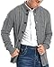 Aimeilgot Mens Fashion Casual Slim Fit Button Down Cable Knitted Stand Collar Cardigan Sweater(Dark Gray,Small)
