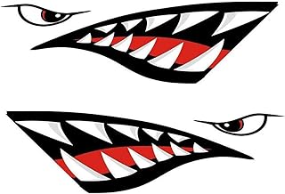 MOOCY 2Pcs Shark Teeth Mouth Kayak Stickers，Kayak Decals Waterproof DIY Funny Graphics Accessories for Kayak Canoe Fishing Boat Car Truck Jet Ski Hobie Dagger Ocean Boat Decoration
