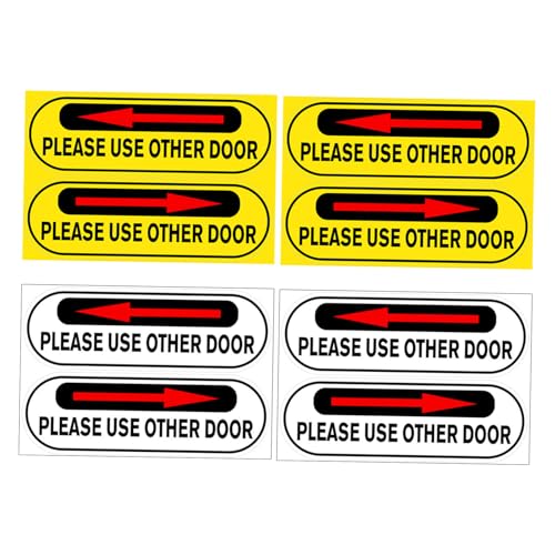 LALAFINA 8個入り 目立矢印入りドア案内ステッカー 高視認性 自己粘着プ オフィスビル 店舗 飲食店用 方向指示サイン 混雑緩和のため別の入口