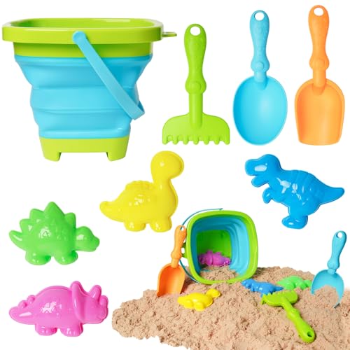 MTDASB Kids Bucket and Spade Set Collapsible Foldable Kids Beach Toys Set Portable Collapsible Sand Bucket with Spade for Beach Sand Playing