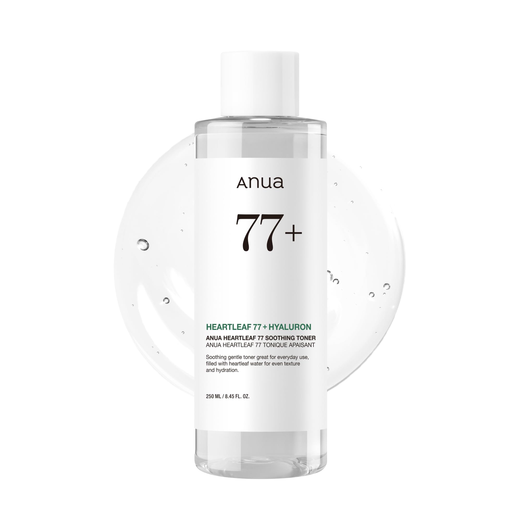 ANUAHeartleaf 77 Soothing Toner, Moisturizing & Calming Facial Toner for Glass Skin, Panthenol, Hyaluronic Acid, Hydration for Sensitive Skin, Vegan, Korean Skin Care, 250ml/8.45 fl.oz.