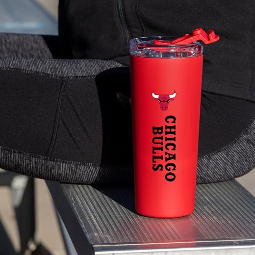 Image of Rico Industries NBA Basketball Chicago Bulls Red 24oz Stainless Steel Tumbler with Lid and Dual Functioning Lid
