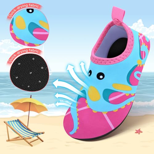 Image of Kids Boys Girls Swim Water Shoes, Toddler Kids Swim Water Shoes Non-Slip Quick Dry Beach Shoes,Barefoot Sports Shoes Aqua Socks for Beach Outdoor Sports