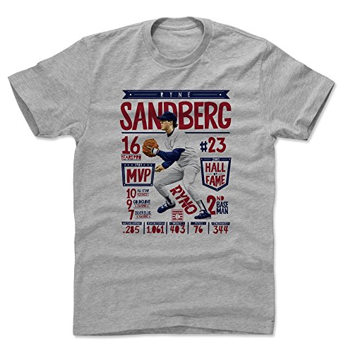 500 LEVEL Ryne Sandberg Shirt (Cotton, Large, Heather Gray) - Ryne Sandberg Stats R