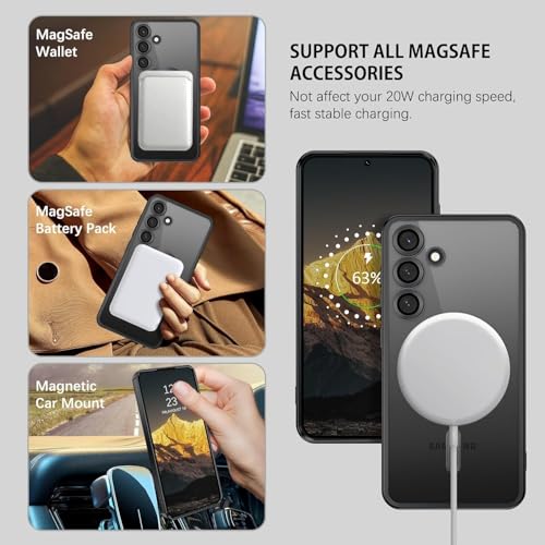 Image of VONZEE Clear Logo Electroplating Transparent Case for Samsung Galaxy S25 Plus 5G, Magnetic Plating [Support for MagSafe Charger] Electroplate TPU Cover - Black