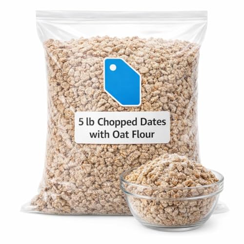 Chopped Dates with Oat Flour, 5 lb Bulk Bag, Pitted for Baking & Snacking image 2