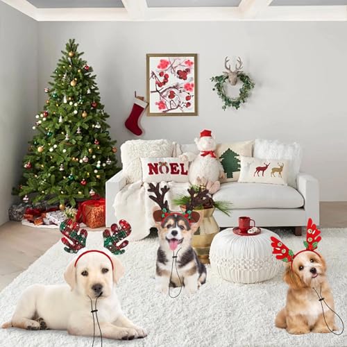 3 Stück Weihnachten Hunde Stirnband, Rentiergeweih Hund, Hundekostüme Weihnachten Elch Kostüm, Rentier Haarreif Haustier, Für Silvester Und Tiershows, Weihnachtsfeiern, Party-Dekoration
