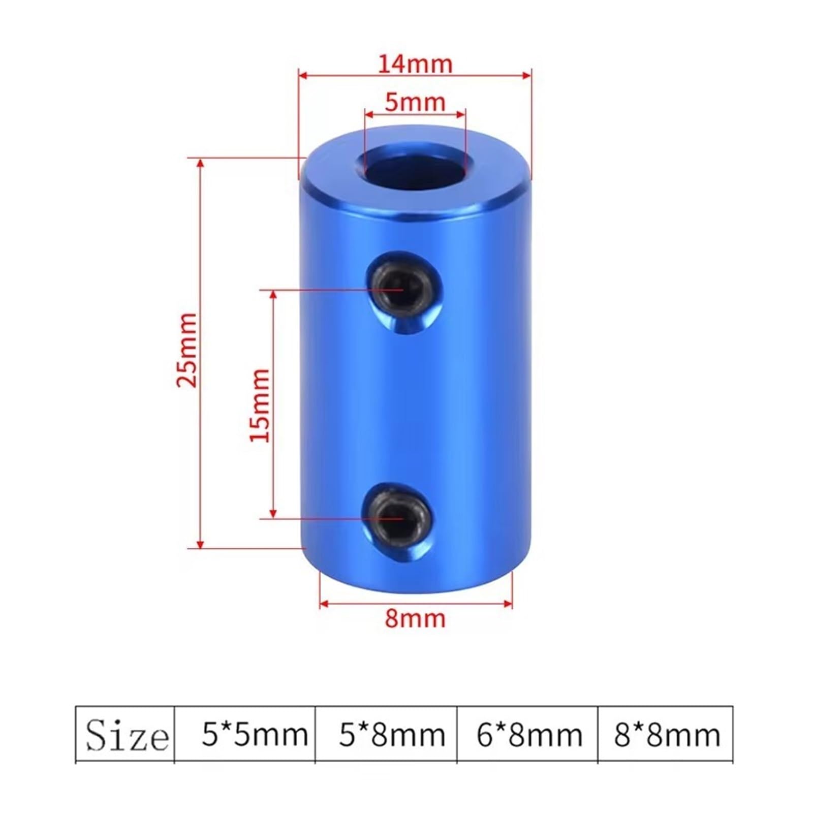 Blaue flexible Kupplung aus Aluminiumlegierung, 3D-Druckerzubehör, flexible Wellenkupplung for Leitspindel und Schrittmotor(8x8x25mm,20 Pcs)