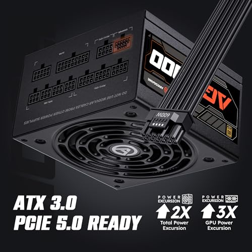 ARESGAME 1300W ATX 3.0 PCIE 5.0 Power Supply, 80 Plus Gold Certified, Fully Modular, 10 Year Warranty - Image 4